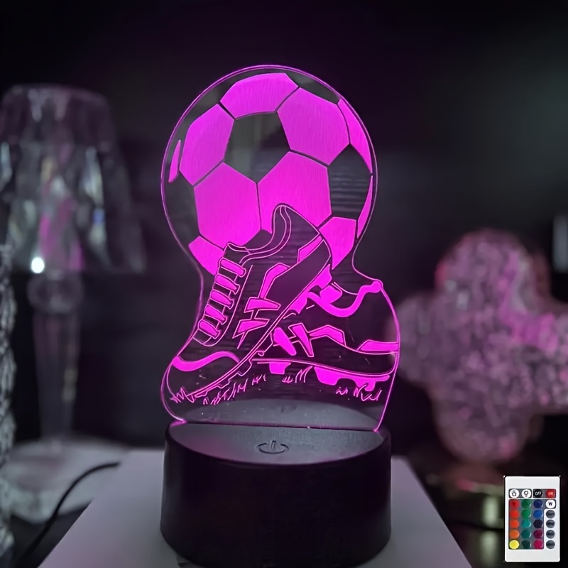 1 Pièce Chaussures De Football Veilleuse 3D, Lumière D'éclairage Optique 3D  Avec Toucher Et Télécommande
