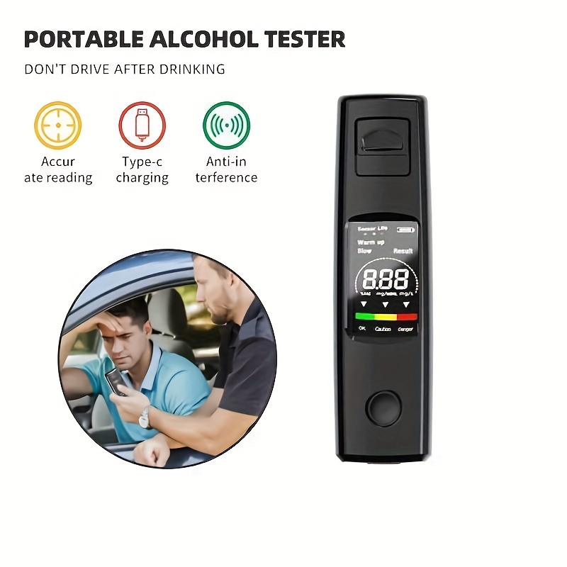 Portable Breathalyzer Tester, Professional-Grade Home Breathalyzer Digital  Alcohol Tester with Memory and Warning Function (10 Mouthpieces)