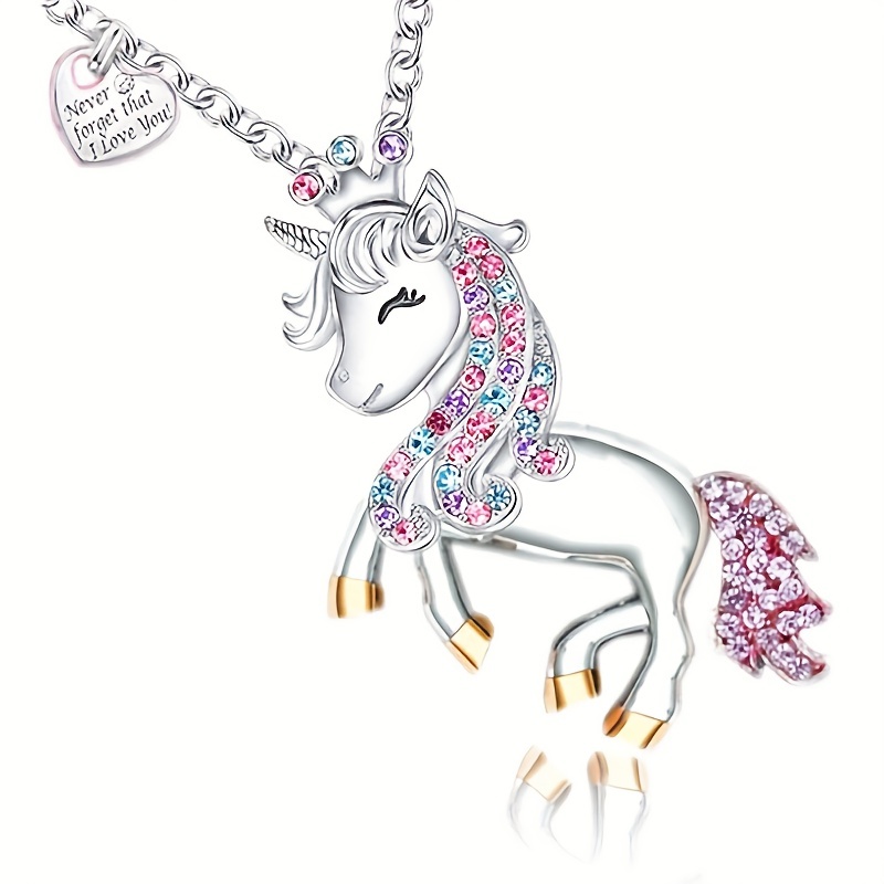 Exquisite Fashion Unicorn Necklace Color Cartoon Unicorn Jewelry Pendant  Necklace for Women Party Birthday Anniversary Gift