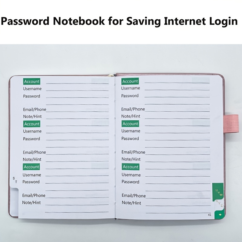 Password Book Con Schede Alfabetiche - Taccuino E Organizzatore Di Password  Internet In Copertina Rigida, Libro Custode