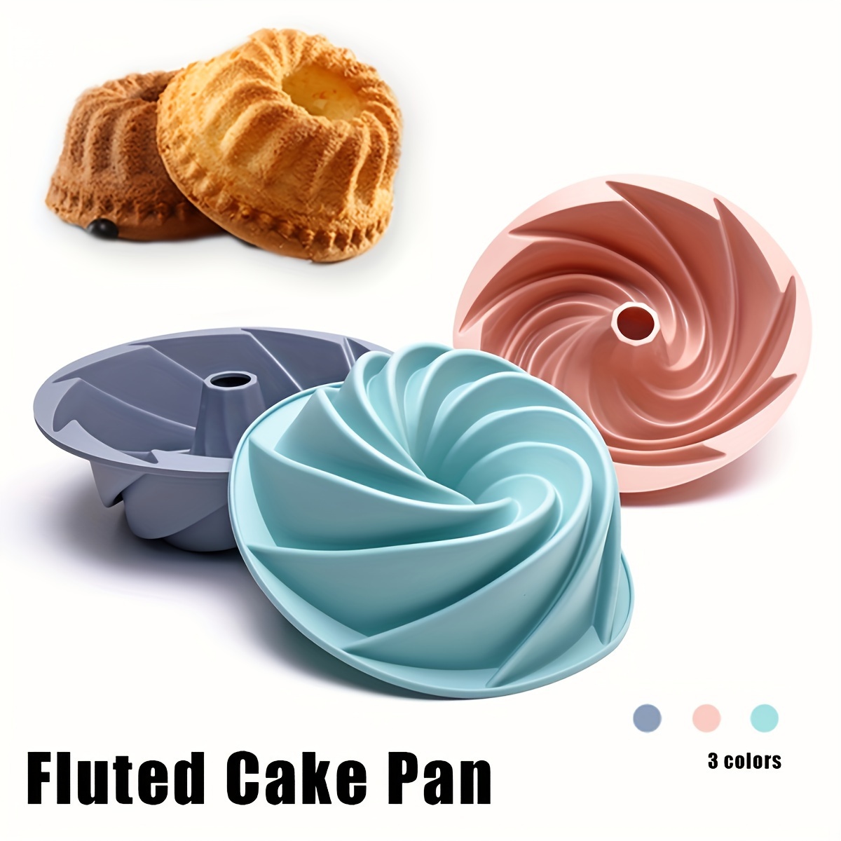 

1pc, Silicone Bundt Pan, 9.5''x3.2'', Heritage Bundtlette Cake Mold, For Fluted Tube Cake Making, Baking Tools, Kitchen Gadgets, Kitchen Accessories