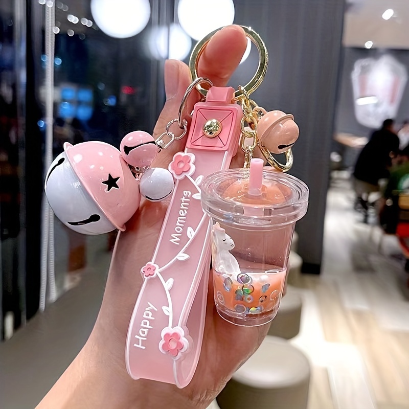 shoppinkkoalas Yogurt Drink Keychain - Kawaii Drink Charm Keychain - Cute Yakult Charm - Backpack Purse Lanyard Key Chain Charm - Pink Koalas