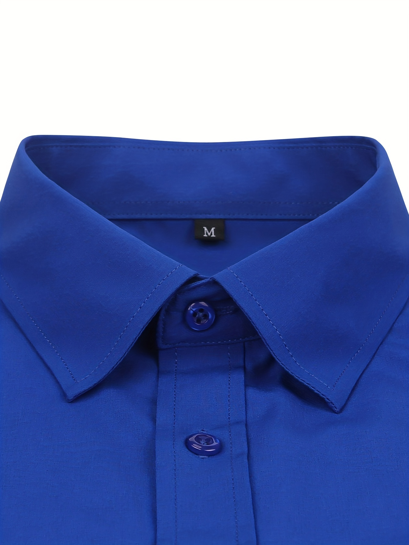 Men's Slim Fit Solid Color Dress Shirt (Royal Blue)