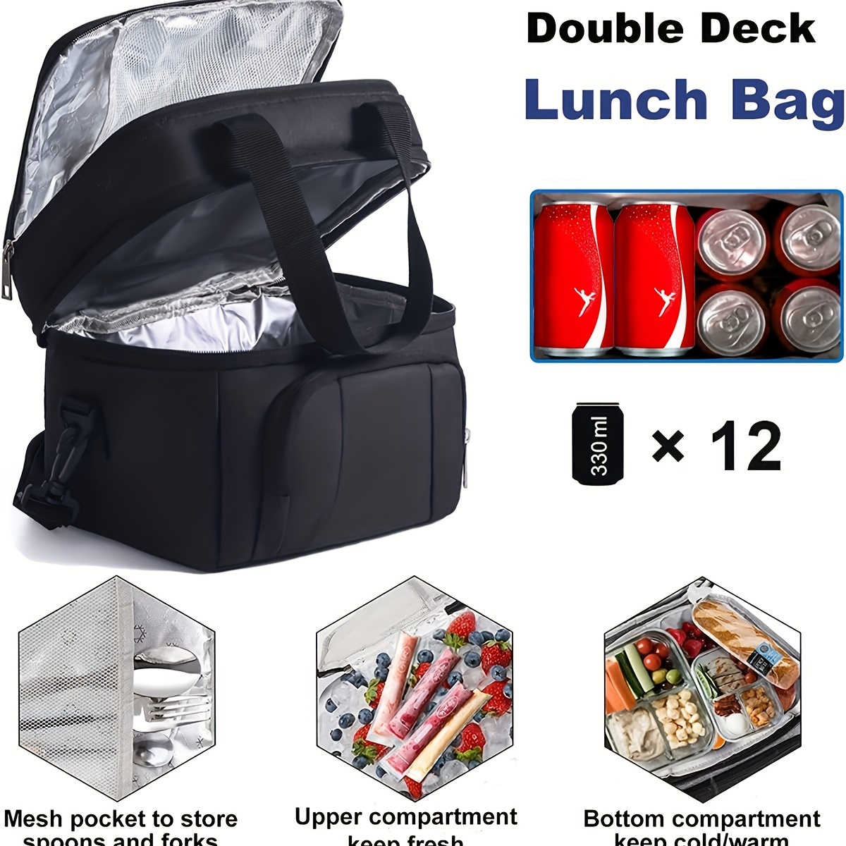 Large Capacity Insulation Meal Bag Double Layer Ice Pack