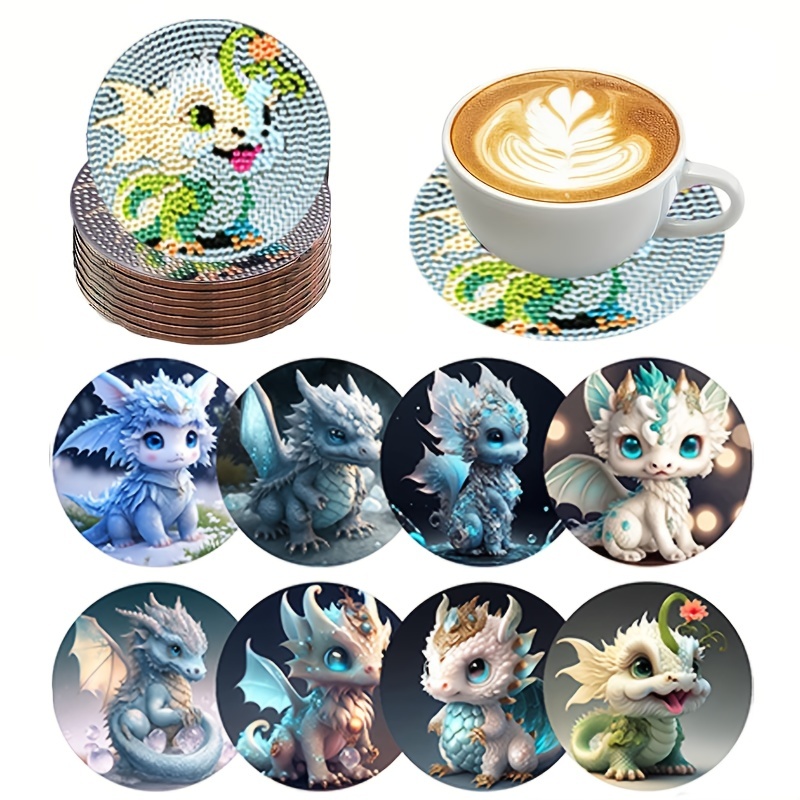 Dragon Artificial Diamond Painting Coaster With Holder - Temu