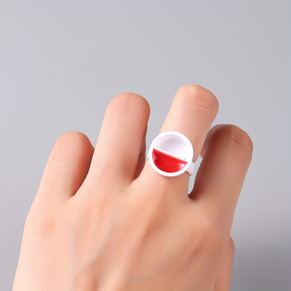 10pcs Pink Nail Art Rings Palette Container Gel Painting Manicure Tools