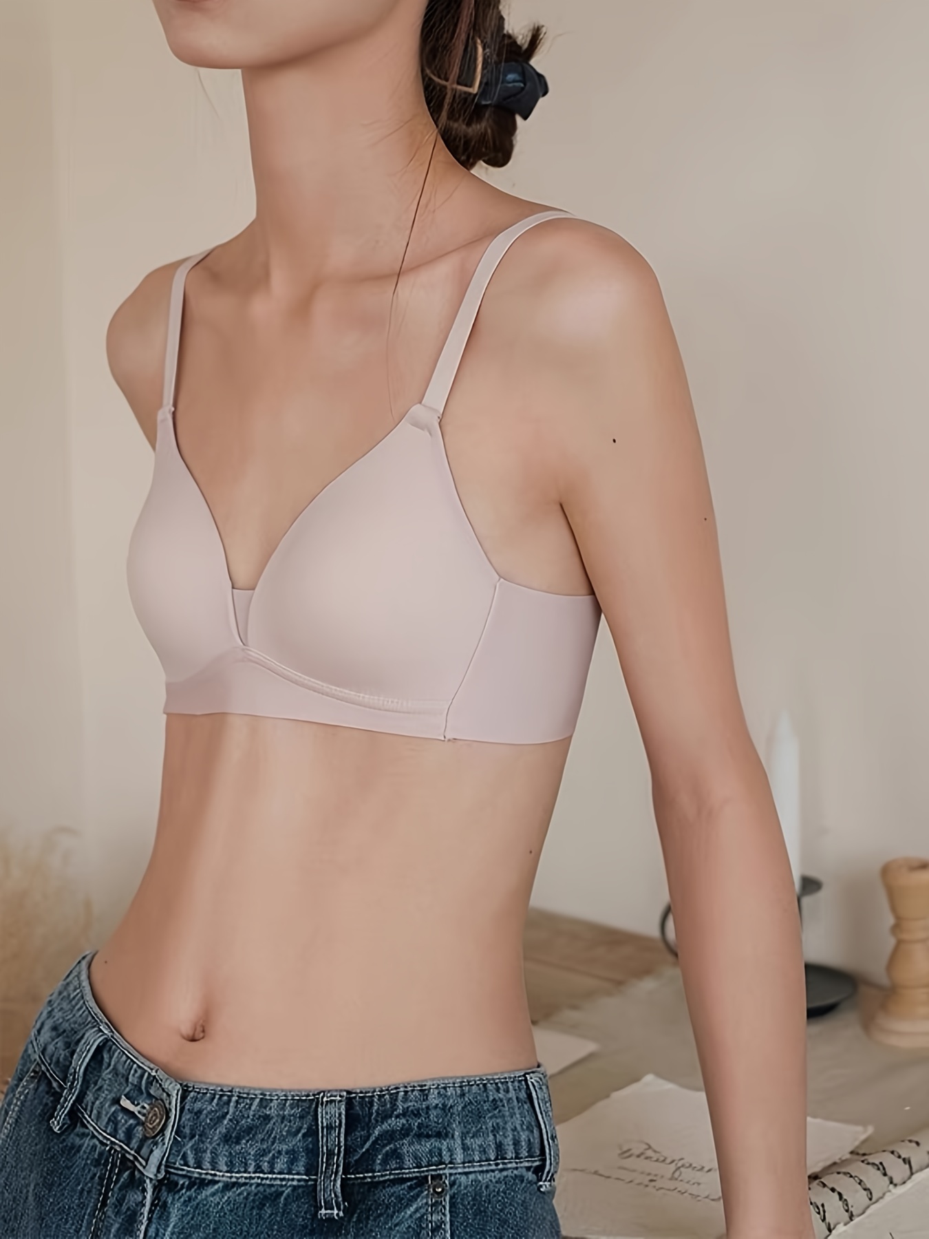 Women Without Steel Ring Small Breasts Gathered Thin Bra Breathable  Comfortable Bra Comfort Bras (Beige, 32) : : Clothing, Shoes &  Accessories