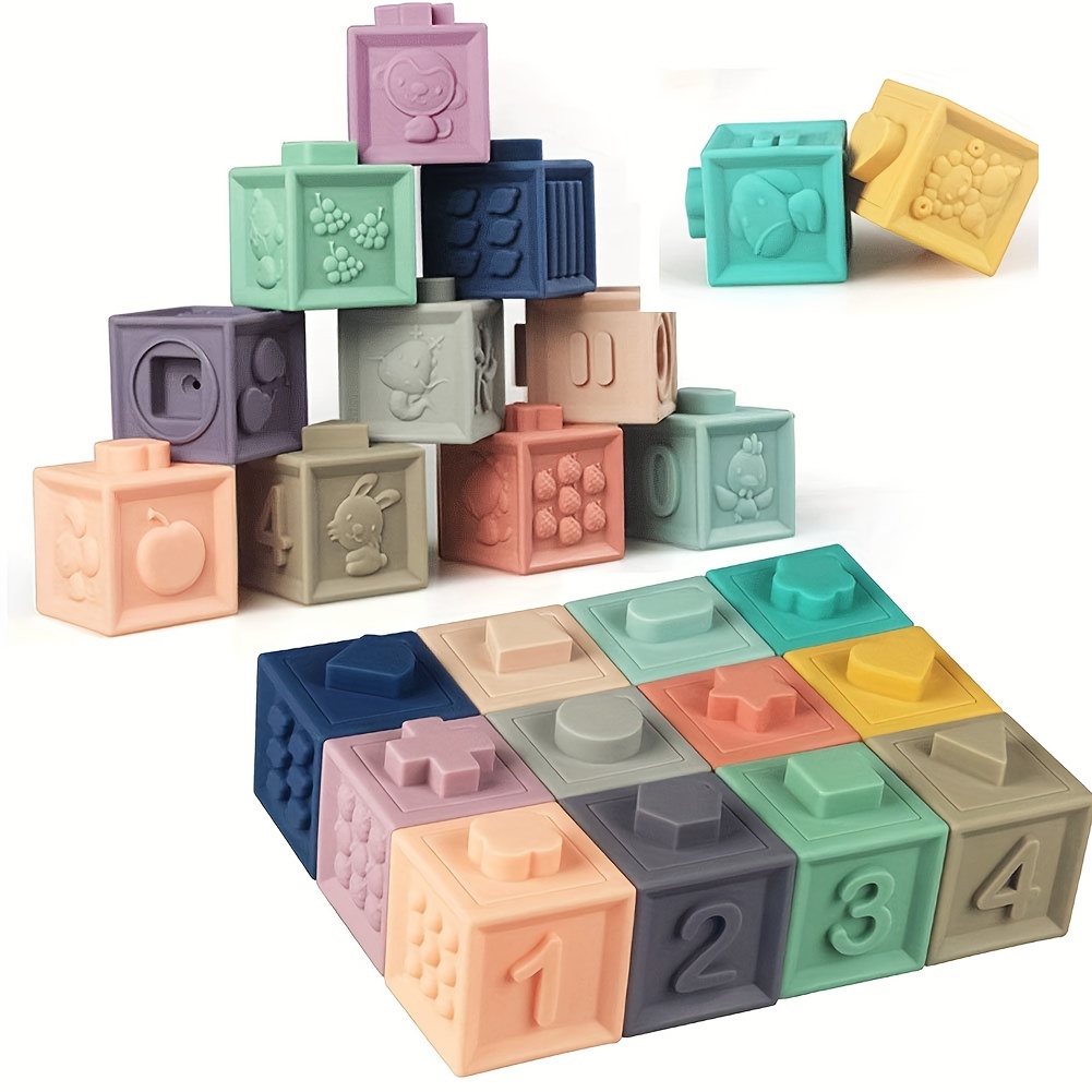 123 Soft Rubber Blocks-BPA-Free Squeezable Numbers Building Block