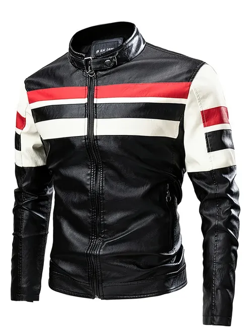 Men Leather Motorcycle Jackets - Temu