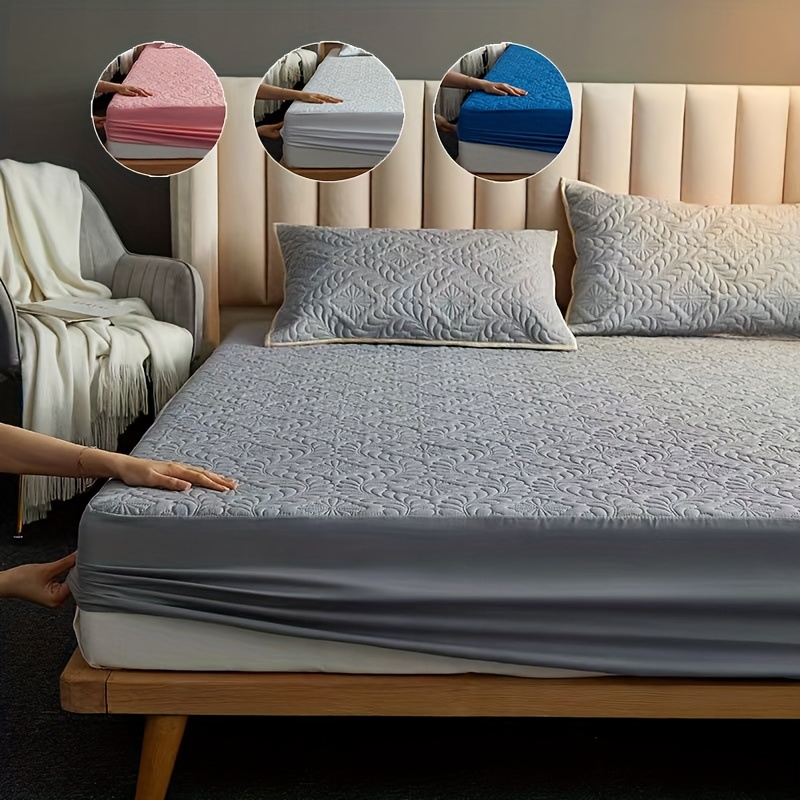 Solid Color Embossed Waterproof Thin Mattress Cover Set ( Mattress +  Pillowcase, Without Core), Anti-fouling, Skin-friendly Breathable Blue Mattress  Bed Pad Bed Cushion Mattress Protective Cover Kit - Temu