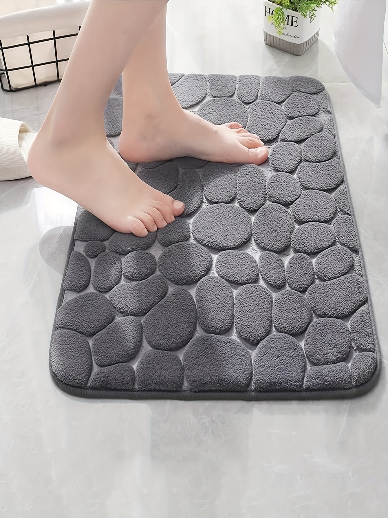 Pebble Pattern Bath Rug Flannel Soft Non slip Bath - Temu