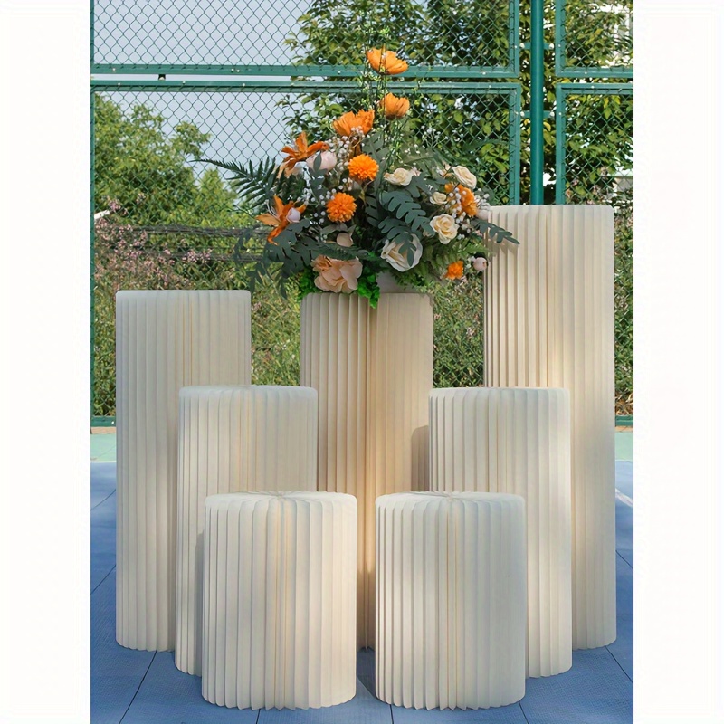 

1pc Cylinder Stands For Party Cylinder Tables Pedestal Stand For Parties Foldable Cardboard Display Paper Columns White Dessert Table For Wedding Birthday Party Decoration Easter Gift Halloween Gift
