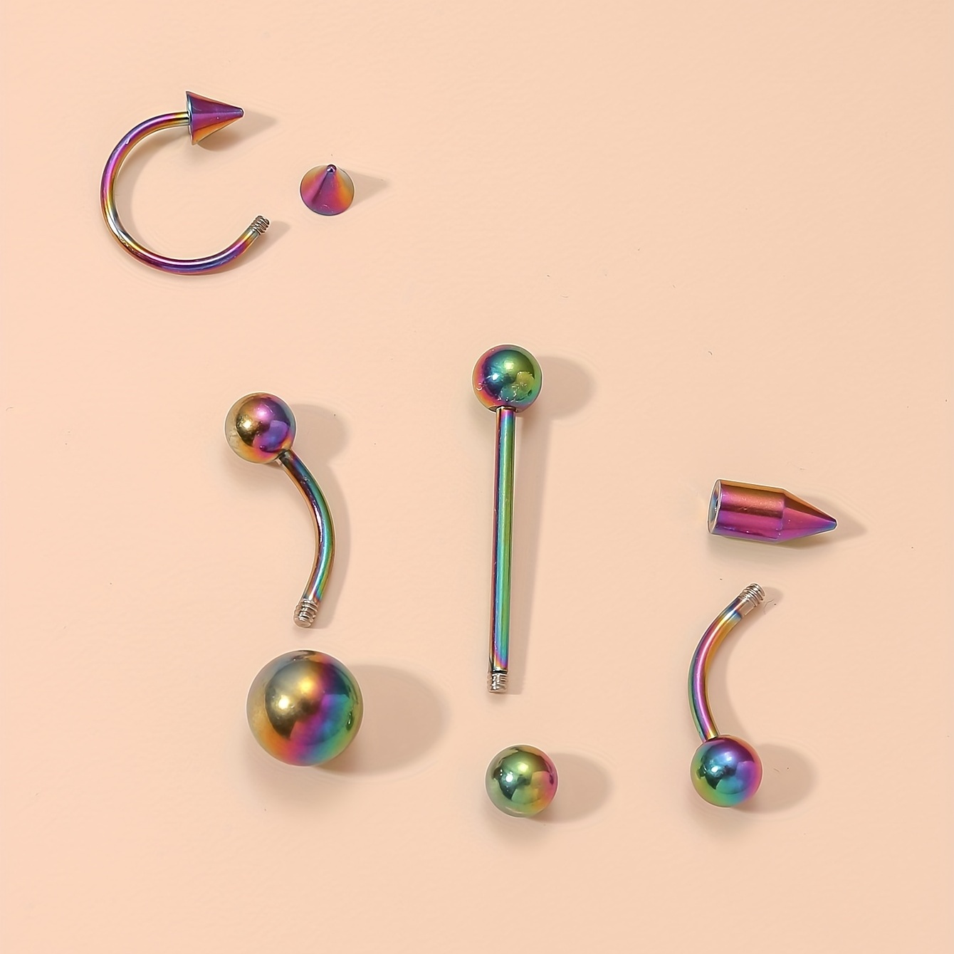 42pcs Basic Nose Ring Set, Stainless Steel Piercing Jewelry