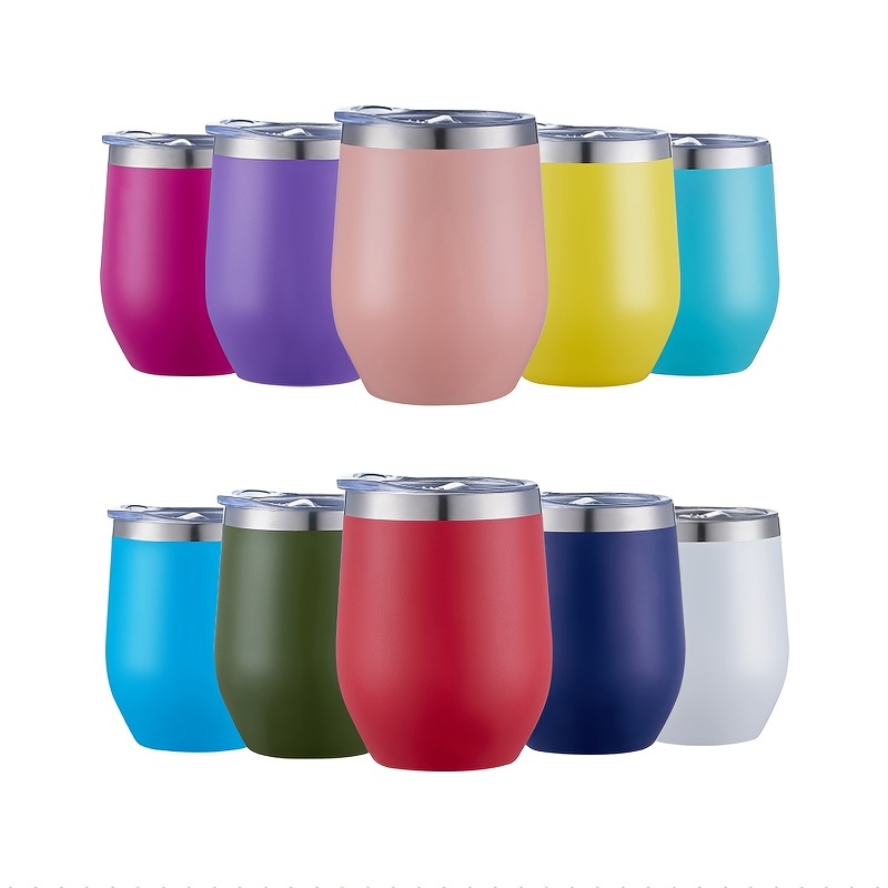 Wine Tumbler With Lid, Stainless Steel Stemless Wine Glasses, Double Wall  Vacuum Insulated Travel Tumbler Cup For Coffee, Wine, Cocktails, Ice Cream  Including 2 Straws - Temu