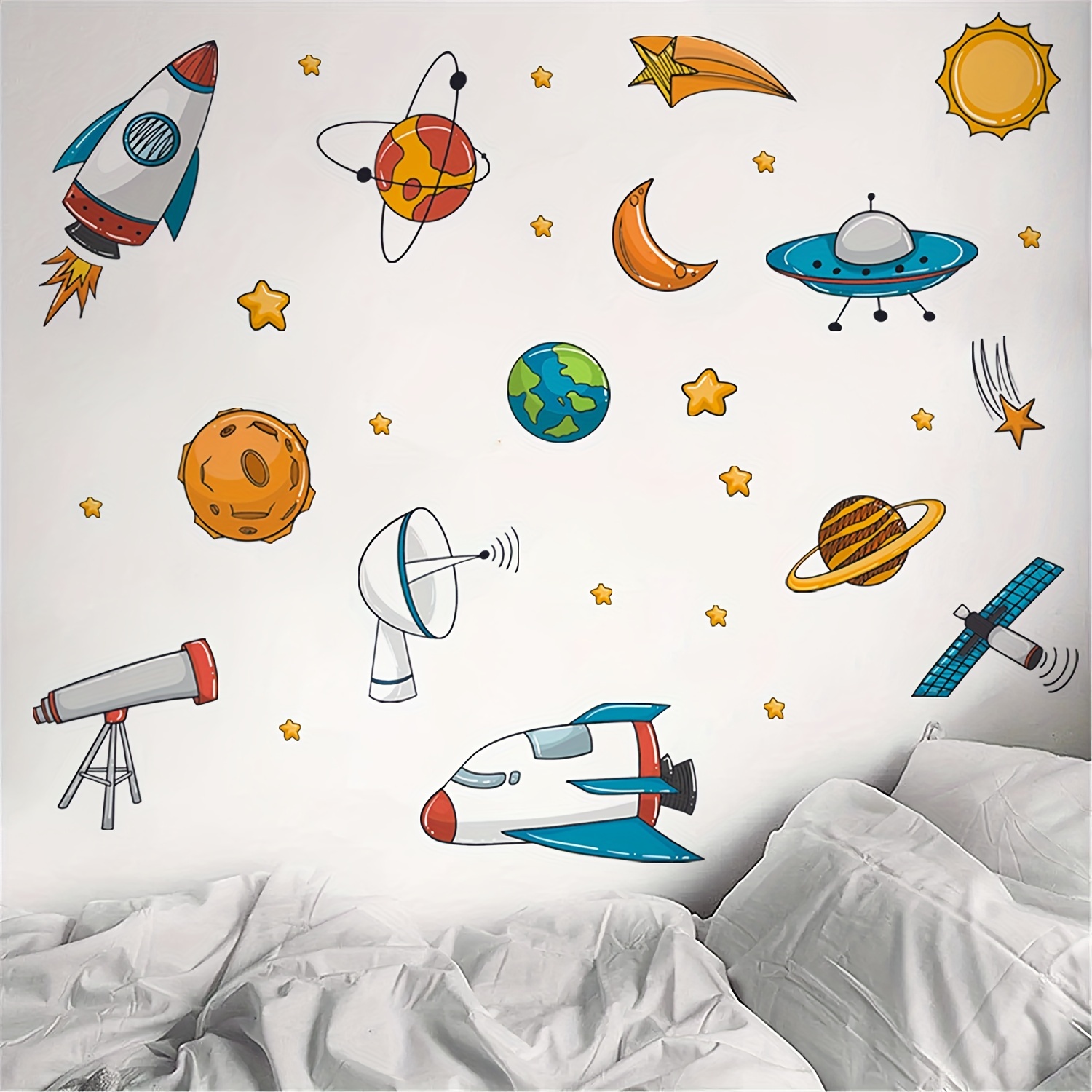 Cartoon Space Astronaut Wall Sticker Removable Waterproof - Temu