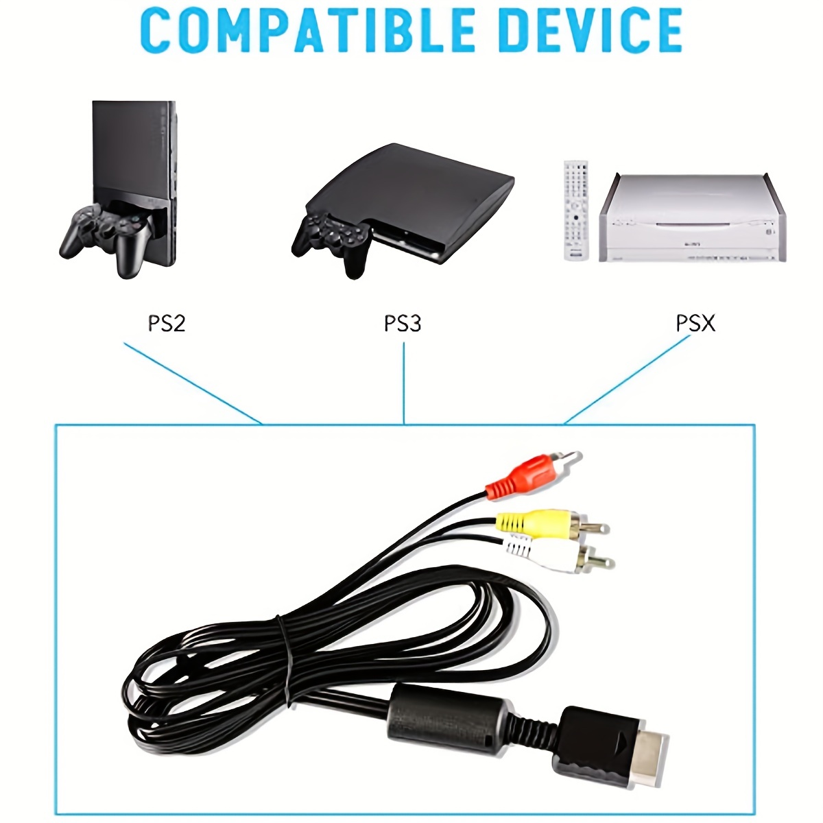 Cable Av Vídeo Audio Rca Para Playstation Ps1 Ps2 Ps3