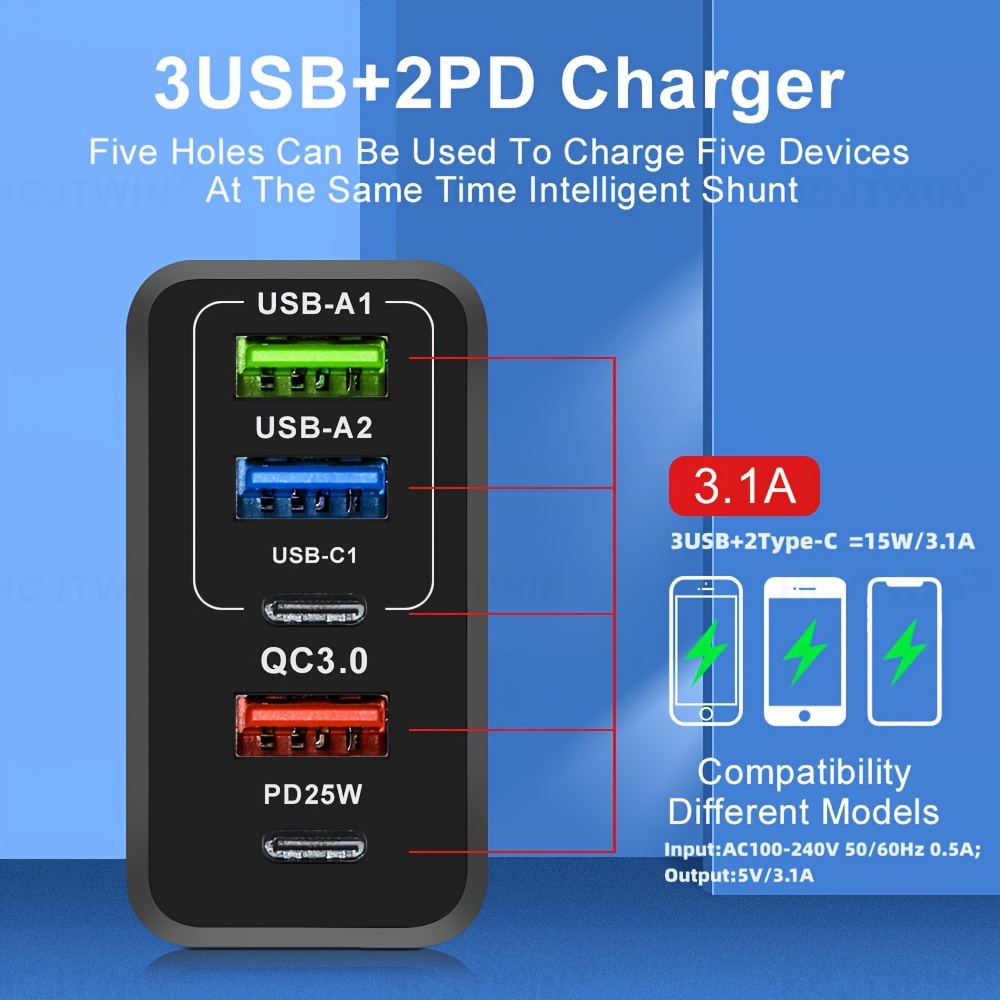 65w pd fast charger with multiple ports pd 3 usb ports adapter for quick charging of all phones british standard details 2