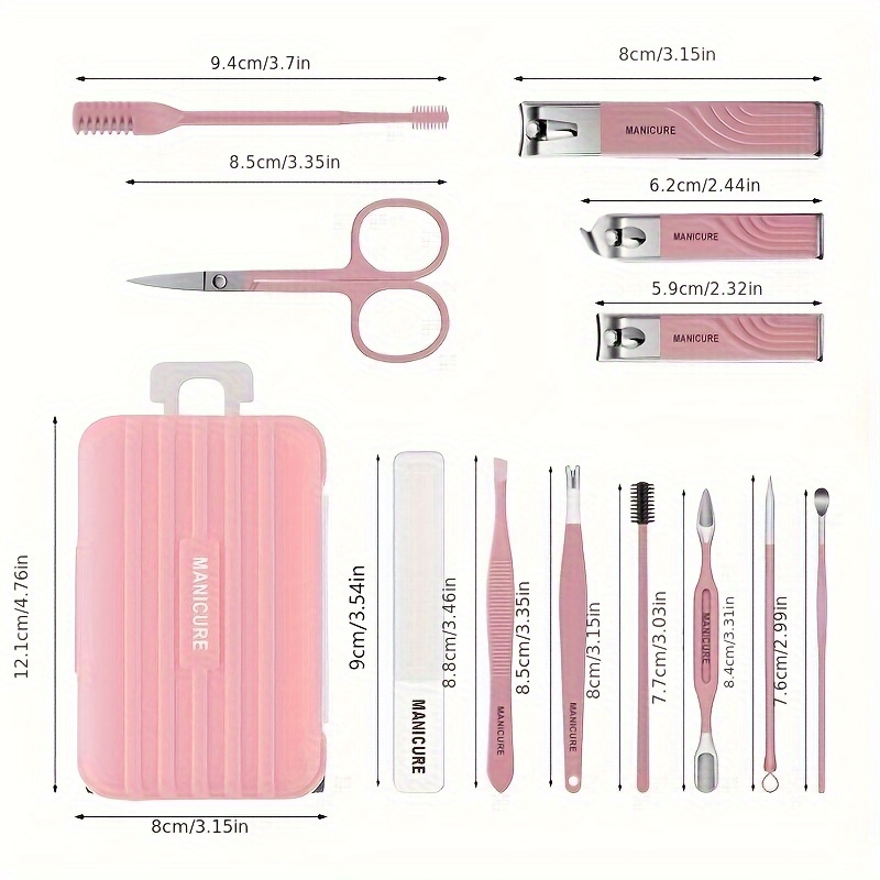 12pcs Nail Clipper Set With Case Manicure Tool For Travel Nail Cutter