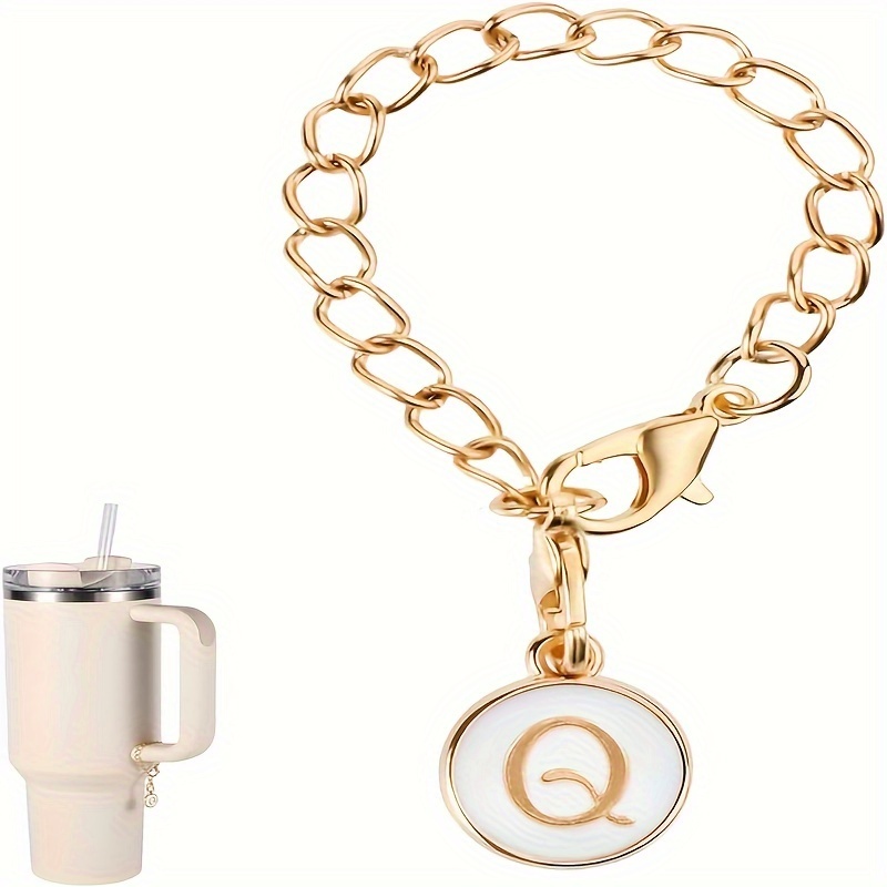 2pcs Initial Letter Charm Accessories For Tumbler Cup, Name ID Letter  Handle Charm, Water Cup Handle Identification Letter Charm, Decoration  Pendant Chain For Cup Handle