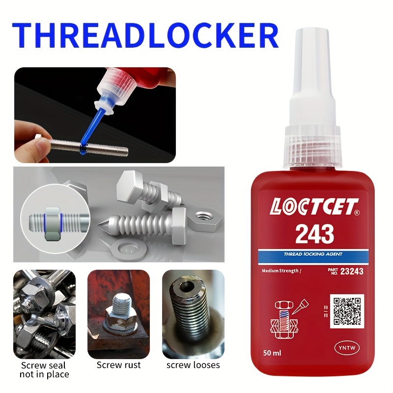 Blue Thread Locker 242 Medium Strength Removable 1.69 Fl oz/50 ml Nuts &  Bolts Locker Threadlocker Lock Tight & Seal Fasteners Anaerobic Curing  Metal