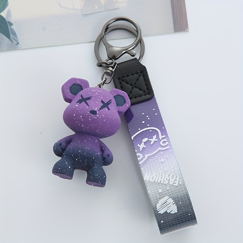 Acrylic Bear Keychain Transparent Frosted Bowknot Bear Keychain