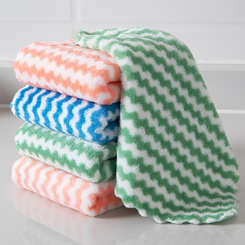 Coral Fleece Kitchen Double-sided Absorbent Dishwashing Cloth Hand Towel  Thickening Tablecloth Towel Lint-free Cleaning Cloth