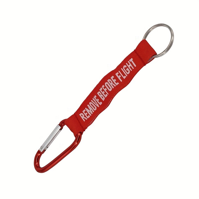 

1pc Remove Before Flight Embroidered Key Chains Outdoor Backpack Carabiner Pendant Key Tag Red Key Fobs Chain