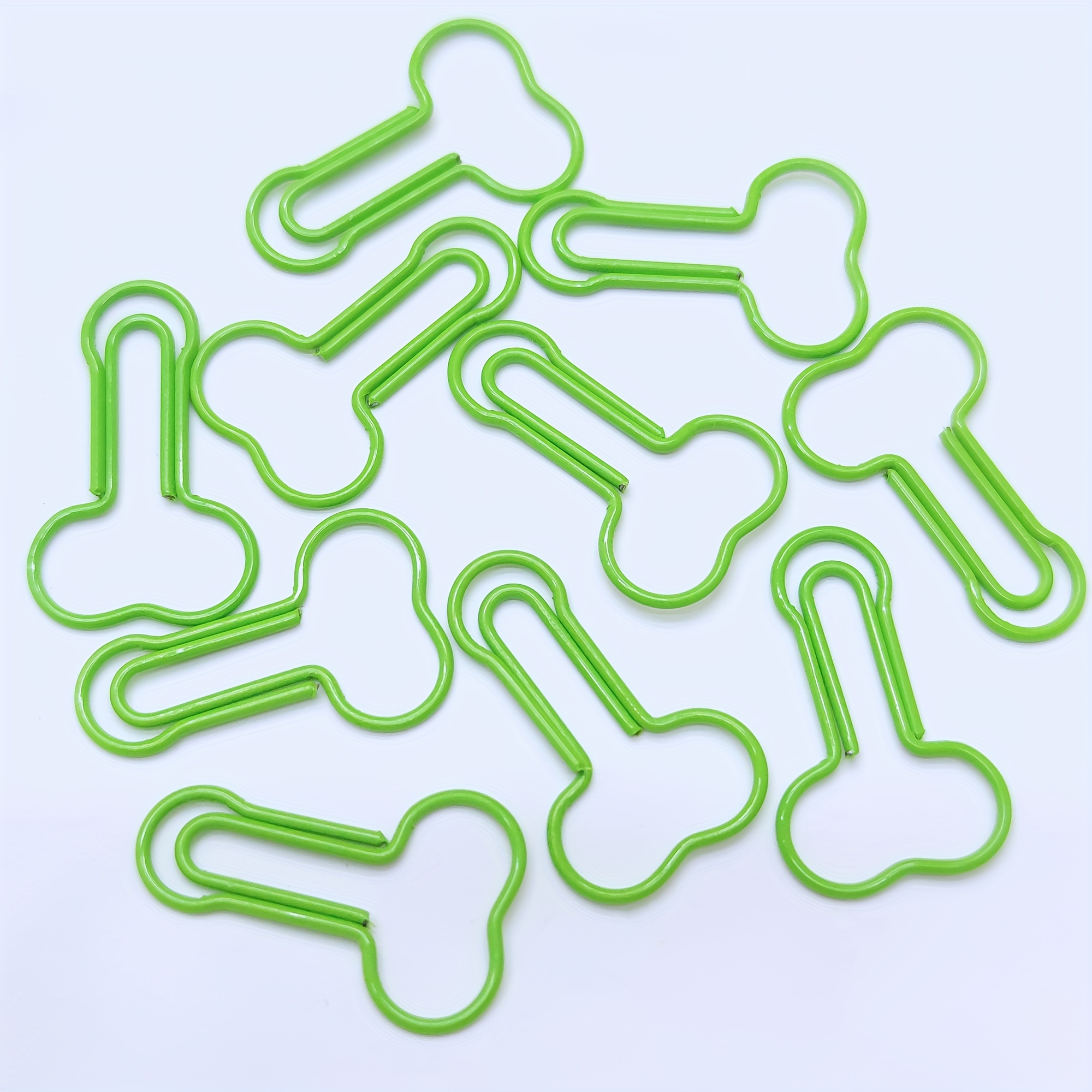 10pcs Green Paper Clips for Fun Office Supplies School