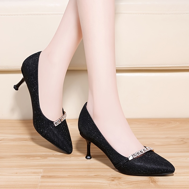 Shop Women's Glitter Rhinestone Stiletto Heels: Versatile Dress Shoes