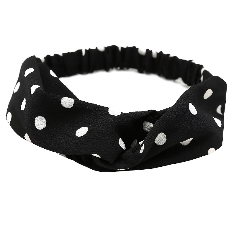 Polka Dotted Twisted Fabric Headband Boho Hair Scarf 1pc