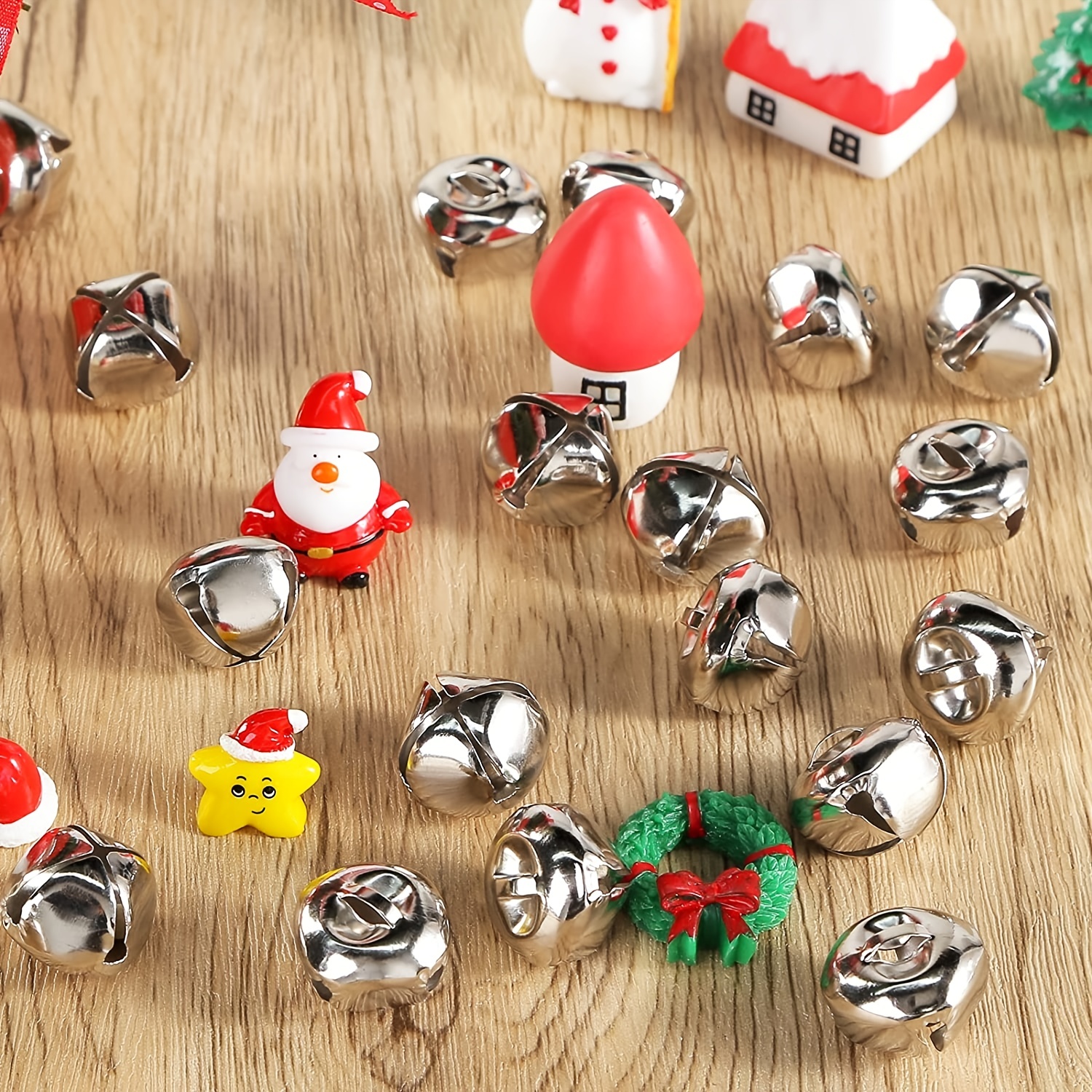50 Pieces Jingle Bells 4/5Inch Craft Bell Bulk for Christmas Home and Pet  Decorations (Silver)
