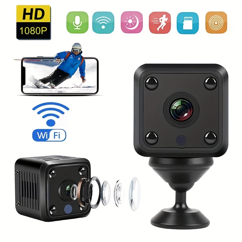 Mini cámara espía oculta WiFi inalámbrica pequeña cámara de video Full HD  1080P niñera cámara de visión nocturna cámaras de vigilancia secretas  (negro)