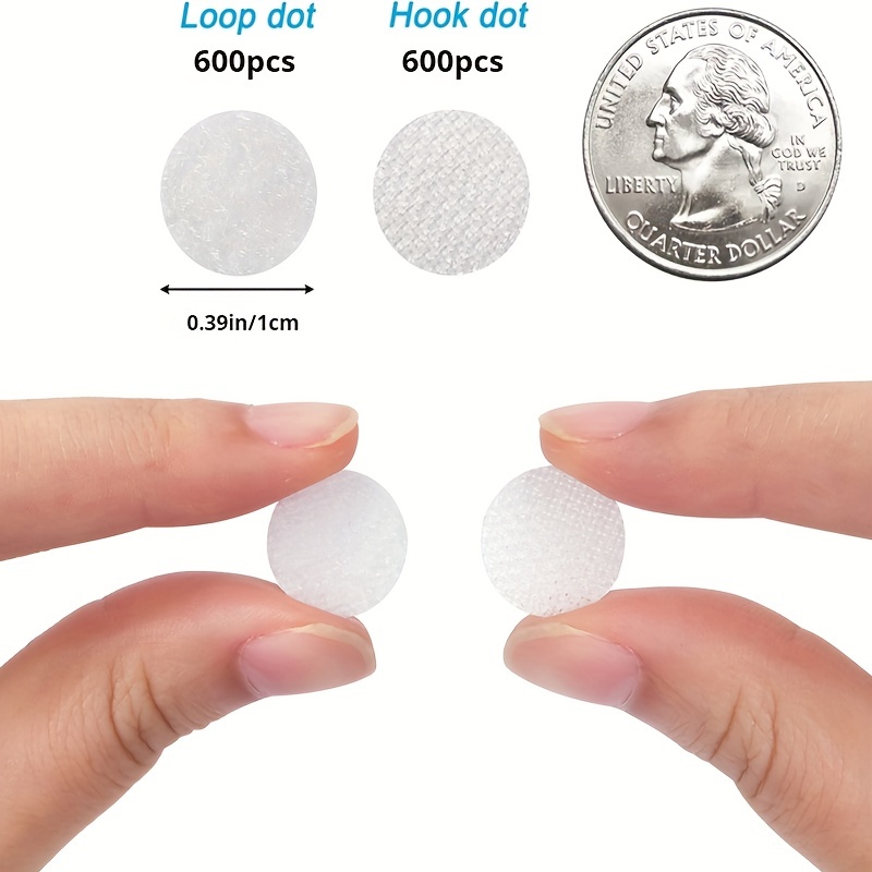 100 Pair Hook and Loop Self-Adhesive Dots Tape 10mm Diameter Nylon