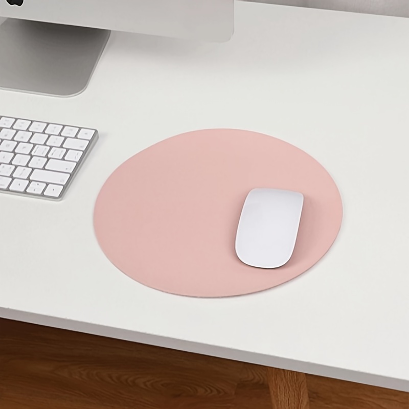 Solid Color Round Waterproof Leather Desk Mouse Pad - Temu Netherlands