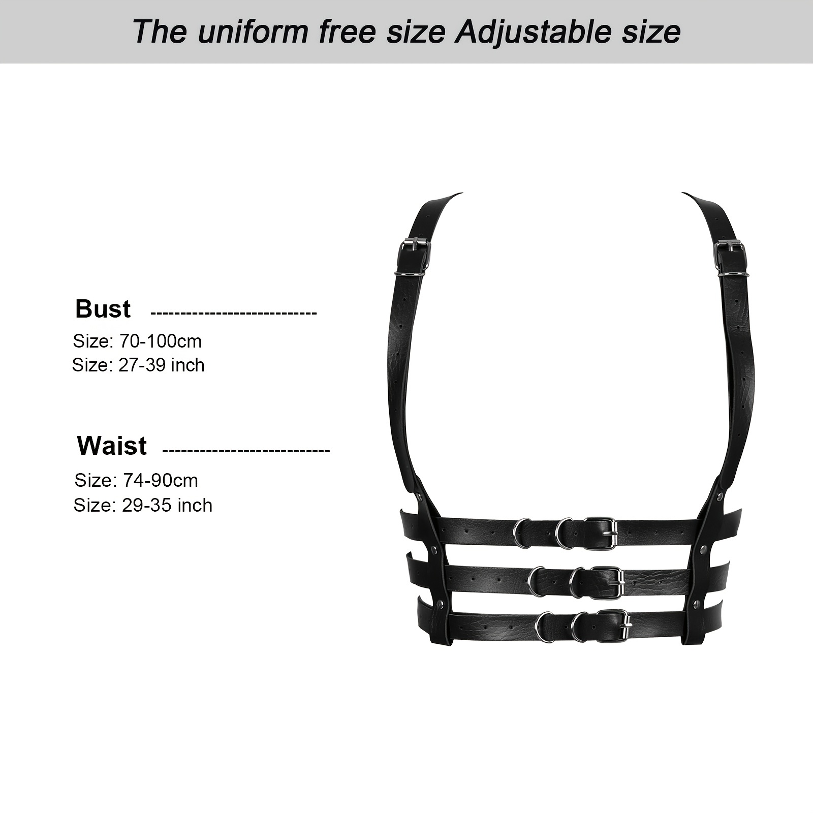 Women Bra Harness Gothic Hollow PU Leather Body Suspender Sexy Lingerie  Cage Harness Belt For Night Out Party