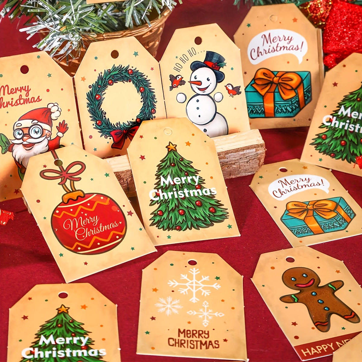 Christmas Tree Decoration Tag Christmas Cartoon Gift Box Decoration Card Accessories Small Label, Size: 6.8