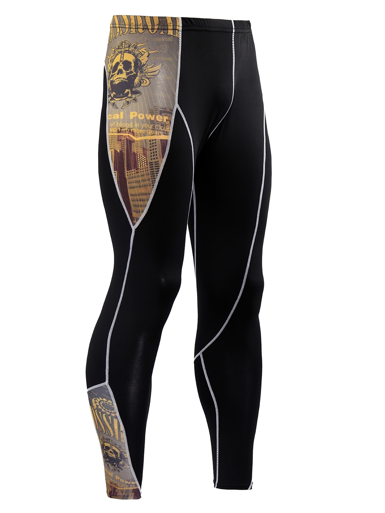 SKINS Men's A200 Compression Long Tights, Black/Yellow, X-Small, Activewear  -  Canada