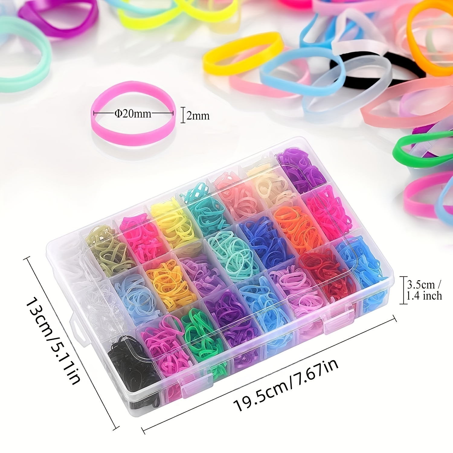 Temu 1500 Pcs/Box Colorful Rubber Bands, Small Elastic Hair Ties, Headbands, Scrunchies with Organizer Box Colorful Hair Ties for Girls, Mini Kids Hair