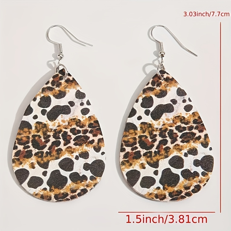 Ethnic Leopard PU Leather Earrings for Men