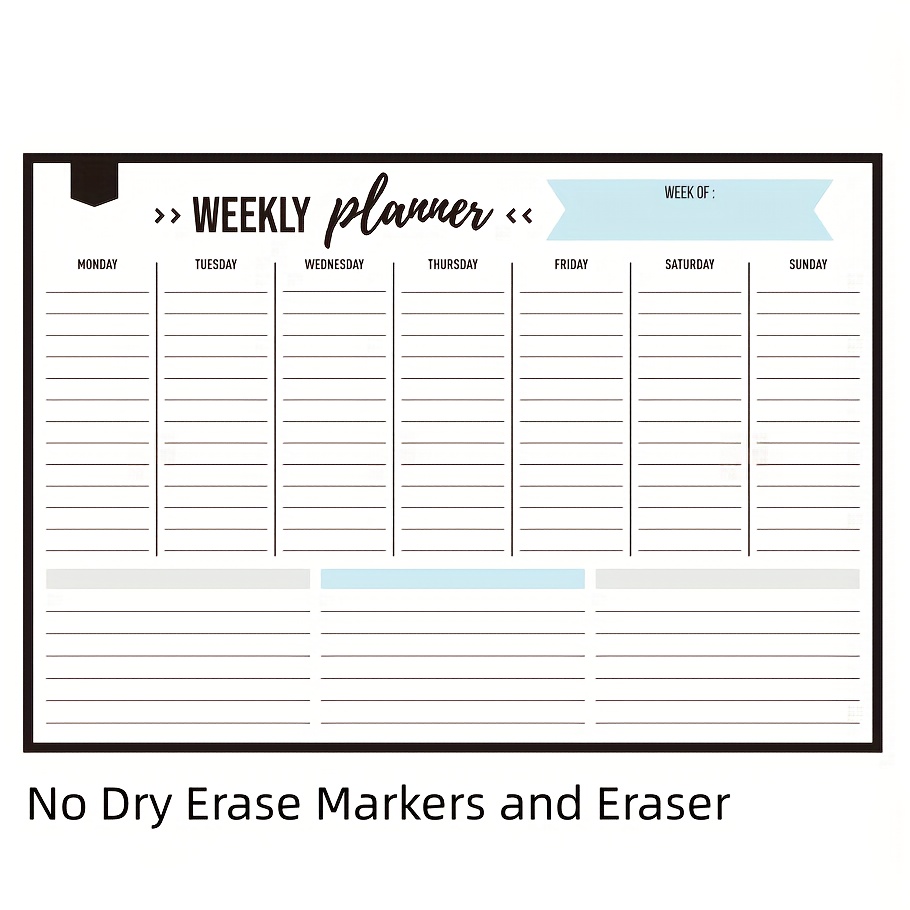 Cinch Magnetic Dry Erase Weekly Calendar for Fridge: with Stain Resistant  Technology - 17x12 - 4 Fine Tip Markers and Large Eraser with Magnets 