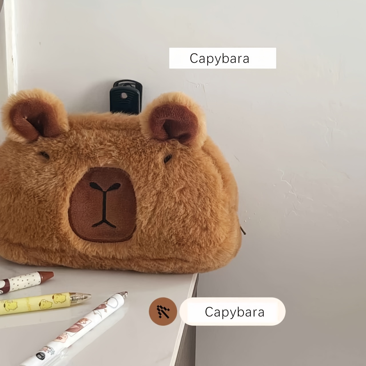 

1pc, Capybara Plush Pencil Case, Plush Pencil Case, Large Capacity Stationery And Pencil Case, Portable Makeup Bag, Soft Plush Storage Bag, Cute Capybara Storage Bag Eid Mubarak