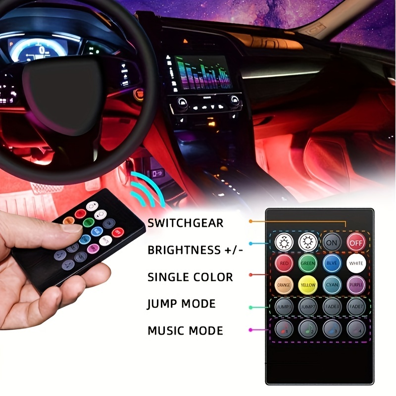 Jeu de lumière à DEL multicolore pour véhicule avec télécommande