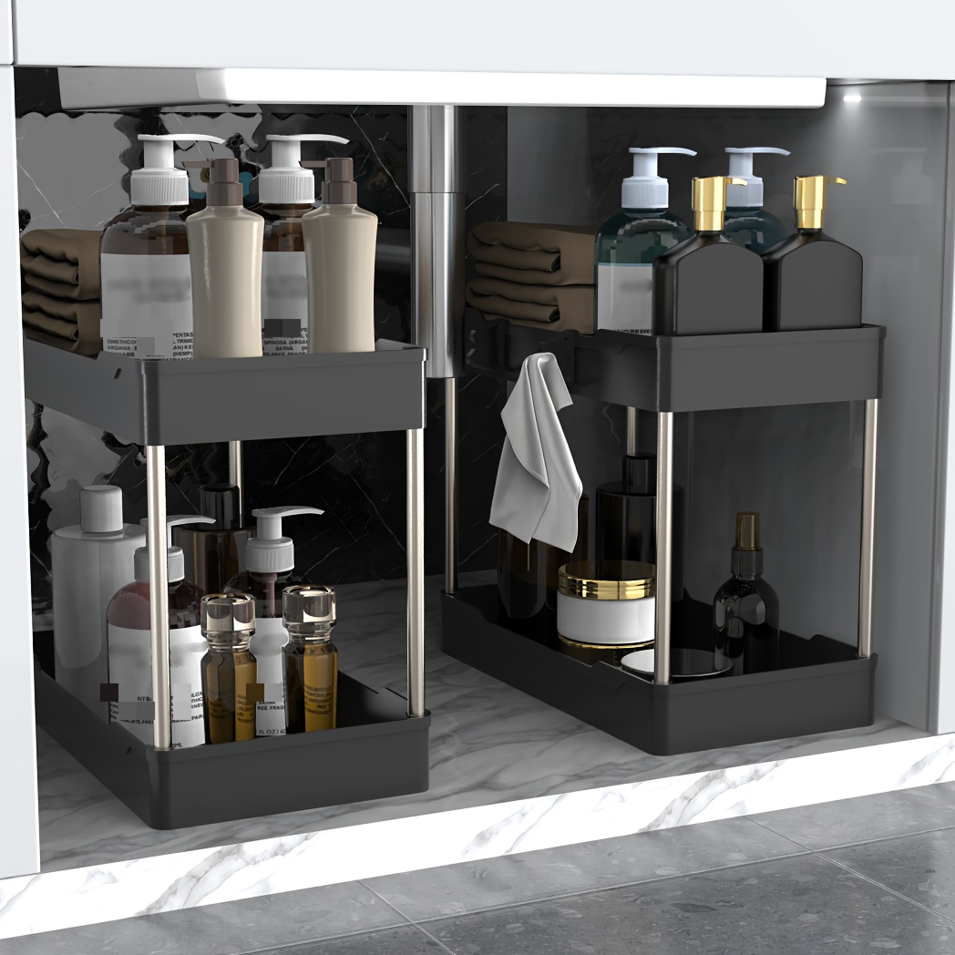 Under Bathroom Sink Organizers And Storage 2 Tier Bathroom - Temu