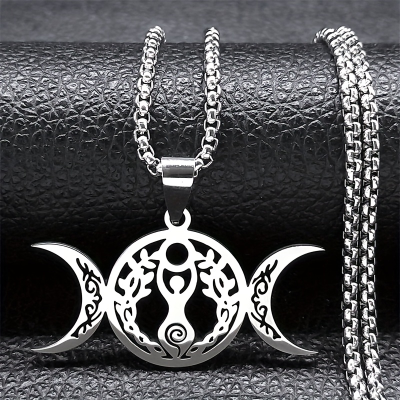 Punk Gothic Demon Witch Black Moon Necklace Triple Moon - Temu Canada