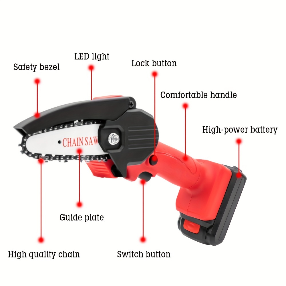 4 Electric Chainsaw Cordless Chain Saw Rechargeable High Power Motor 550W  24V