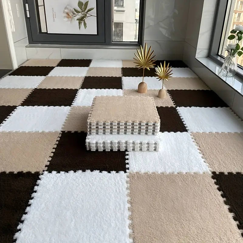 Plush Puzzle Foam Floor Mat: Comfort Protection Bay Window - Temu