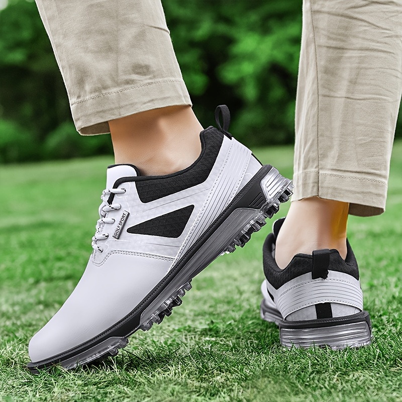 Men's Professional 9 Spikes Golf Shoes, Solid Comfy Non Slip Lace Up  Sneakers For Golf Sport Activities