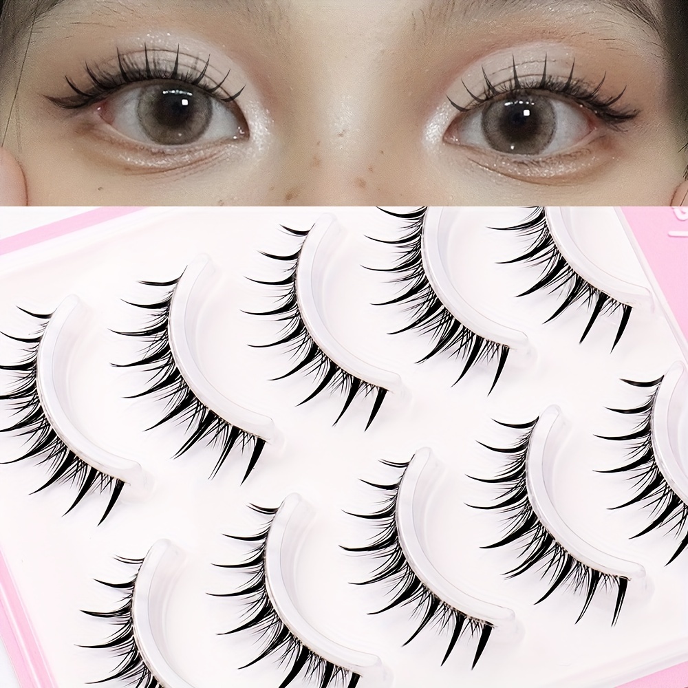 Manga Lashes 5 Pairs Full Strip False Eyelashes Devil Comic Lashes Anime  Cosplay False Eyelashes With Transparent Stem