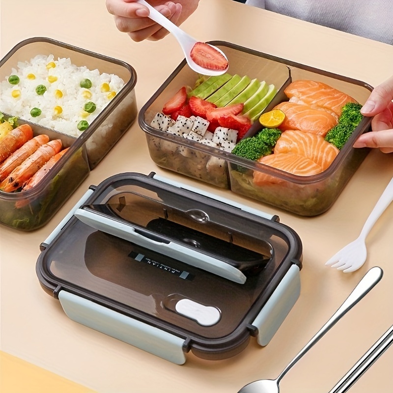 1pc Scatola Pranzo Speciale Per Studenti A Due Griglie, Bento Box Portatile  Con Cucchiaio E Forchetta