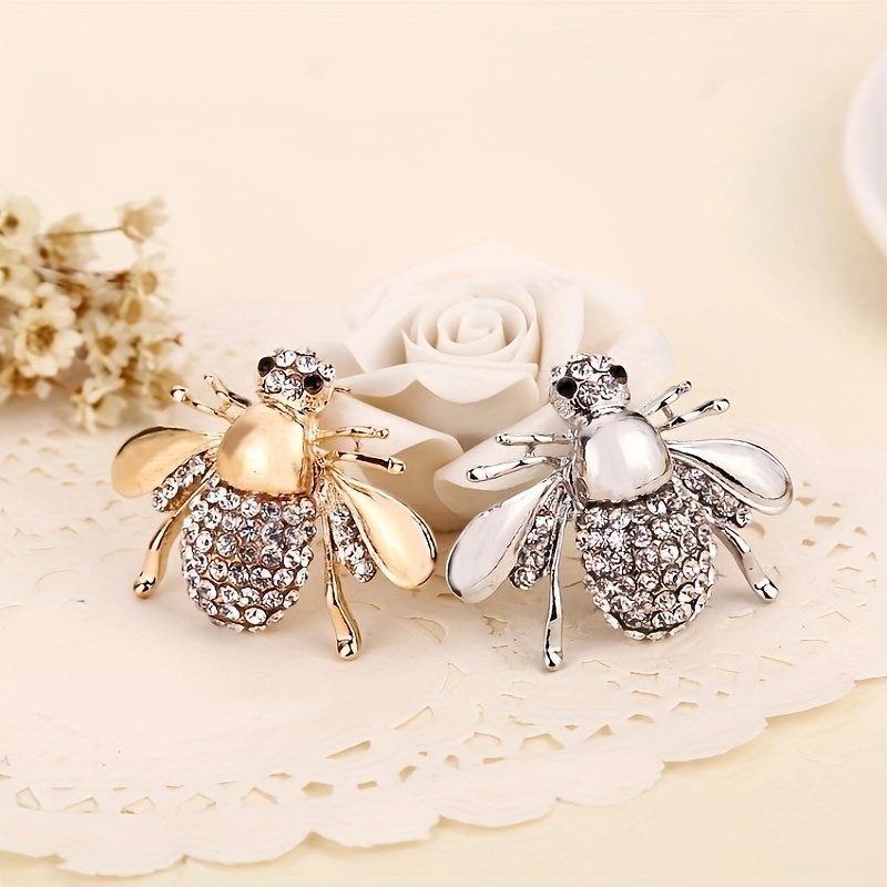 Bee Alloy Brooch Insect Rhinestone Brooches For Men Pins - Temu